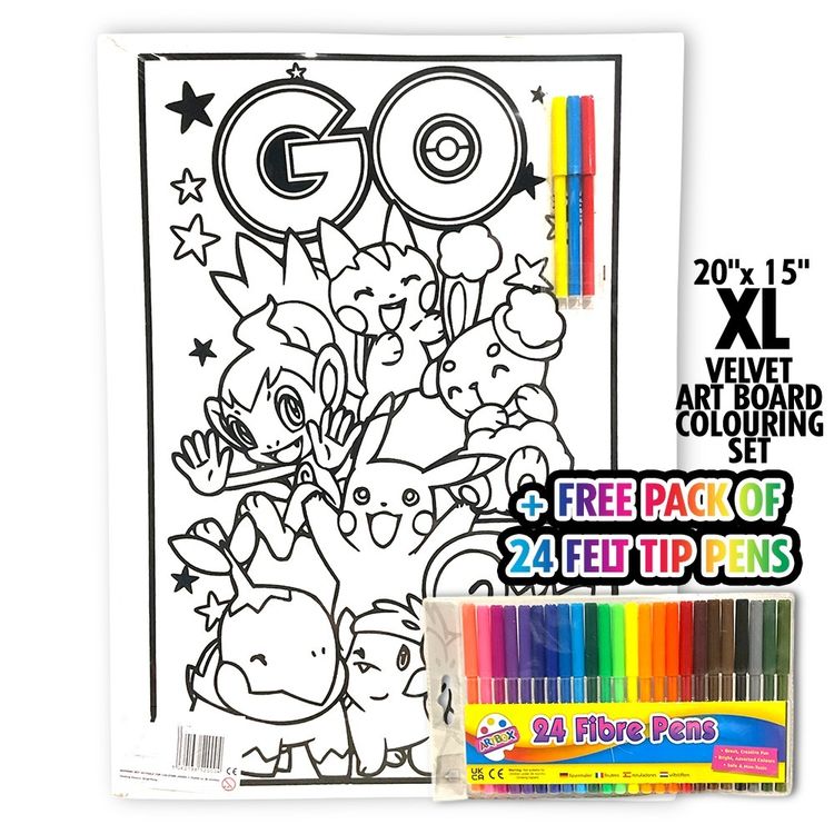 Velvet XL Pokemon Velvet Art Board Colouring Set With Felt Tip Pens product image